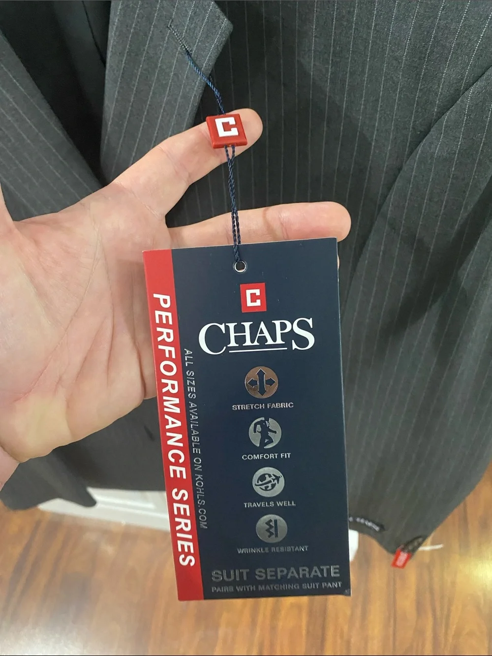🆕 Chaps Performance Series Charcoal Grey Pinstripe Suit Jacket Stretch 50R